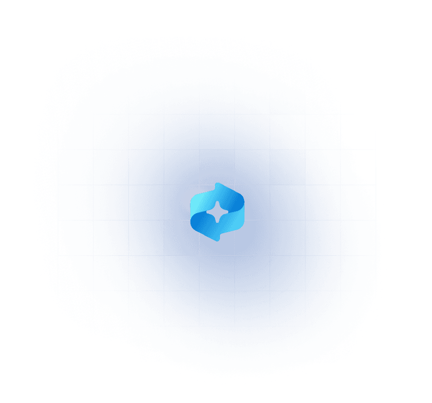 Recall mark. A glowing blue rotating-arrow glyph centered on a faint capture grid.