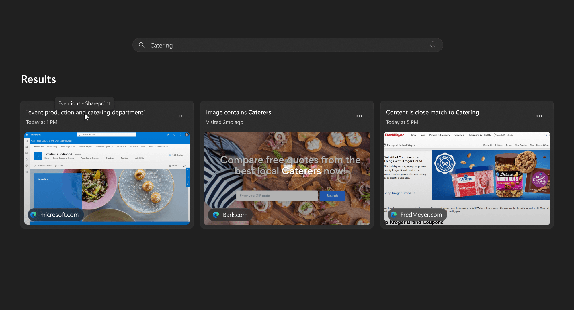 Separating match results and contextual clues of match type